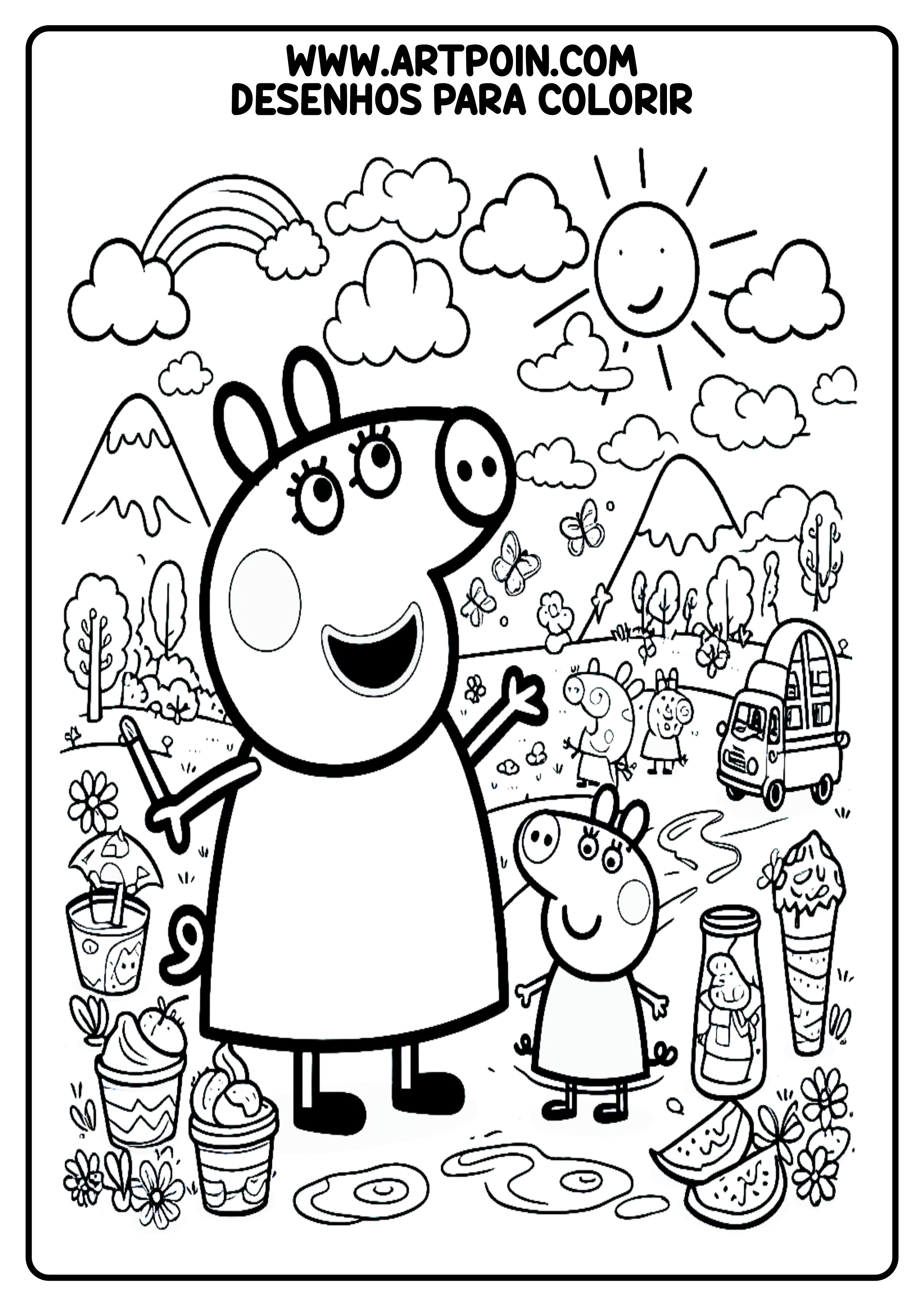 peppa pig em preto e branco para colorir