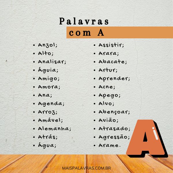 palavras com a letra a