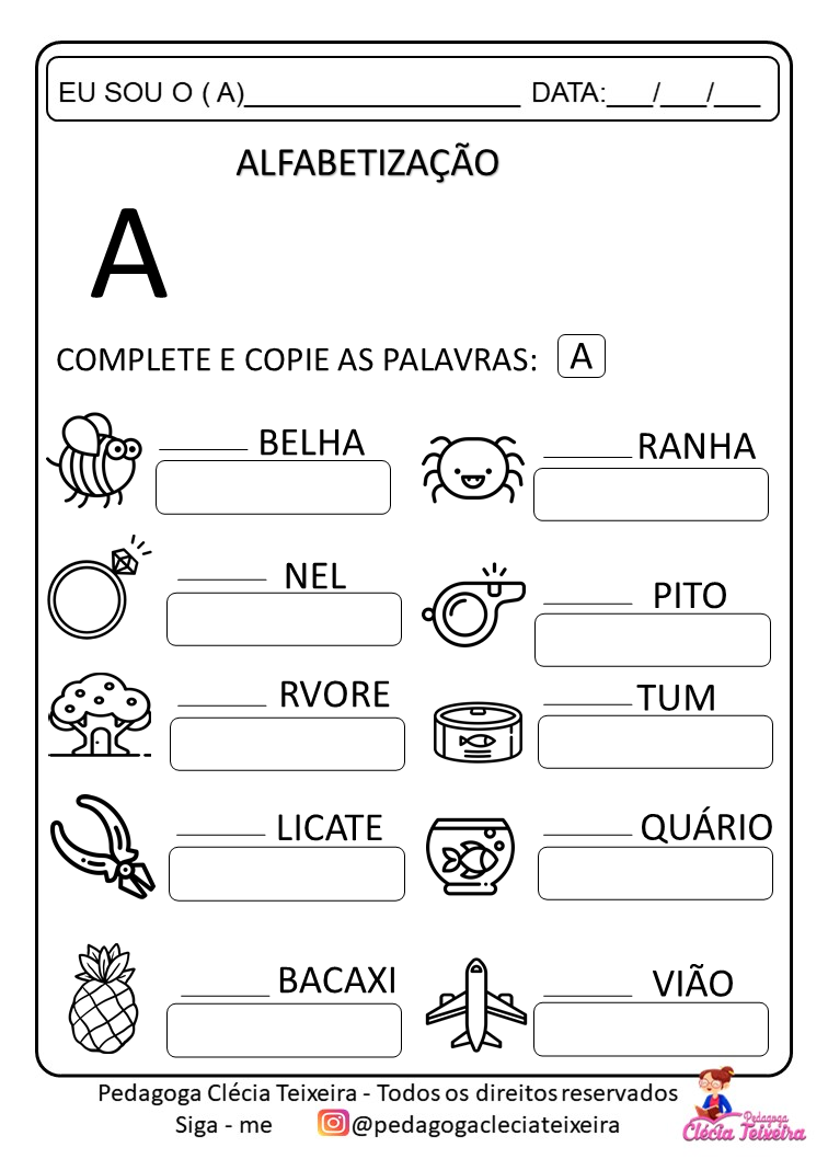 alfabetização letra a