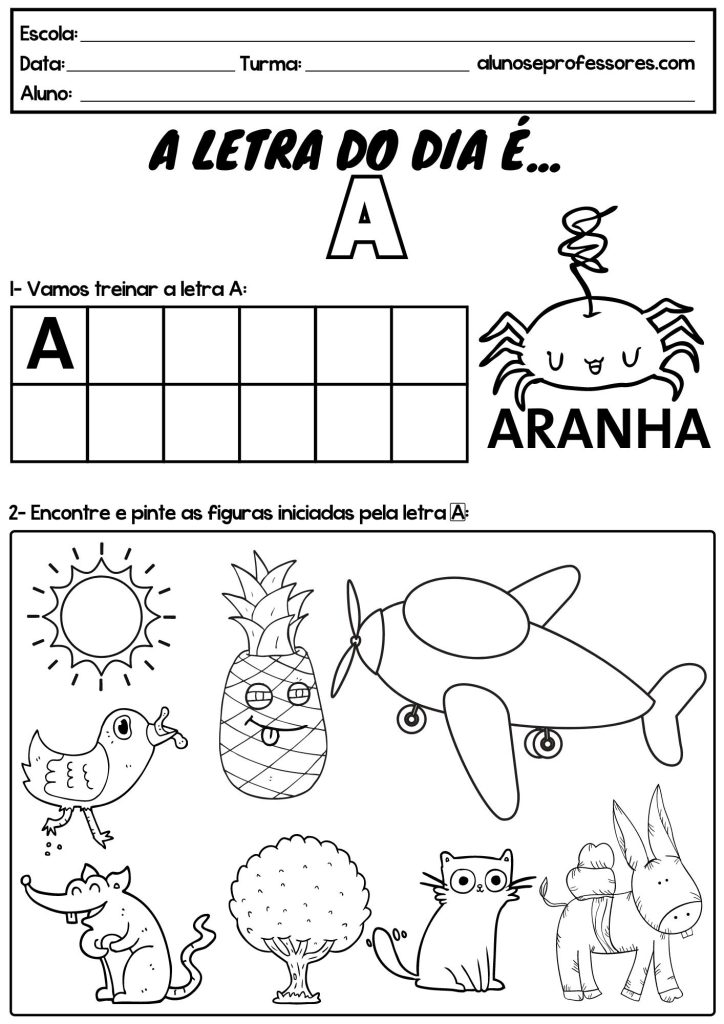objetos com a letra a