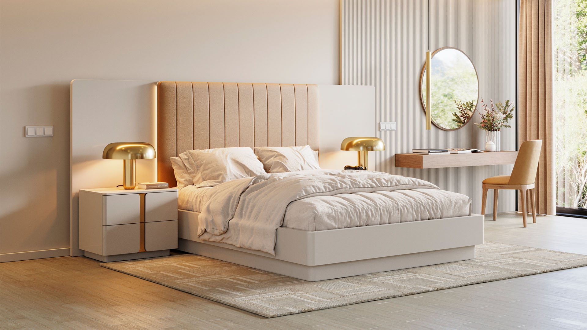 decoração quarto casal minimalista