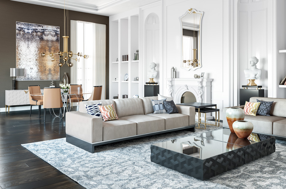 cores de sofá que ampliam o ambiente