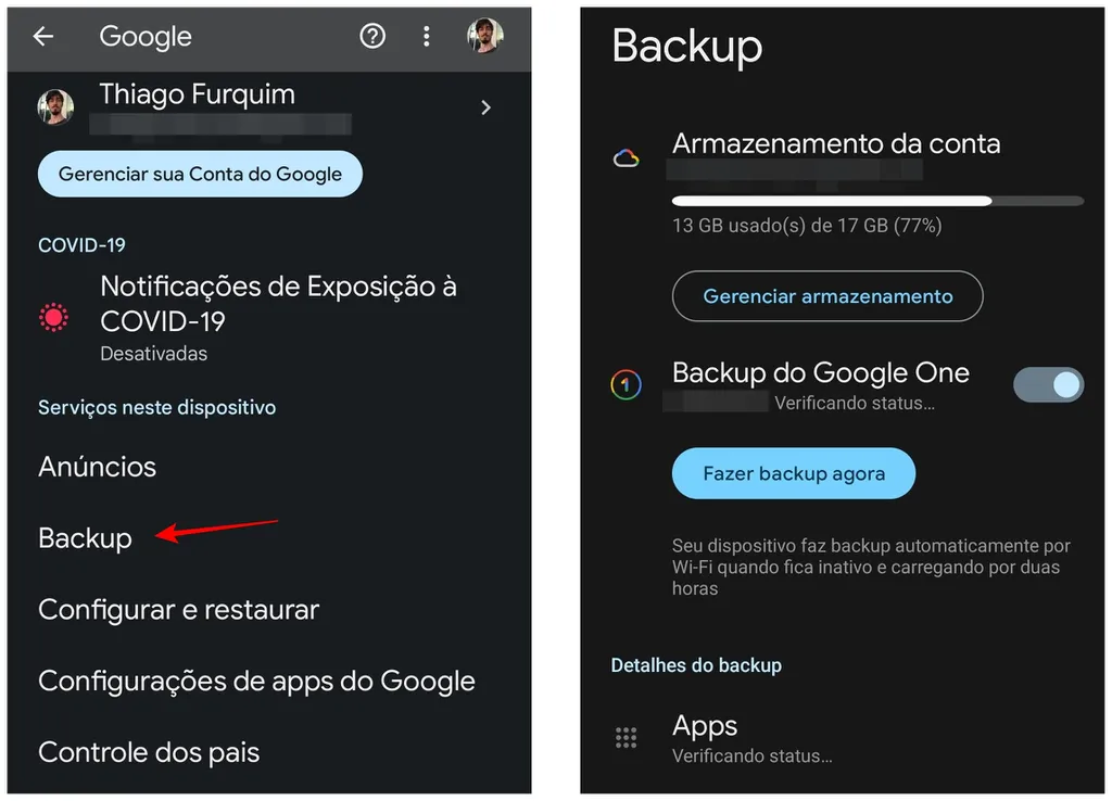 como fazer backup das fotos do celular