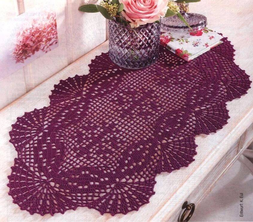 como fazer bico de acabamento em crochê para trilho de mesa