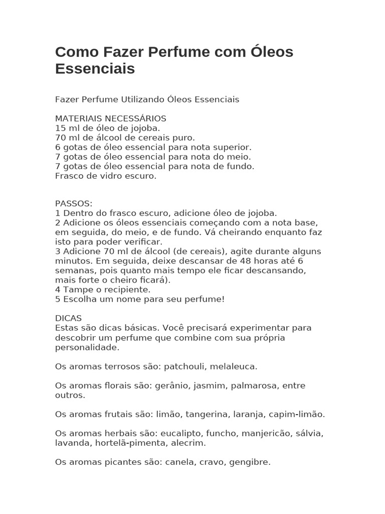como fazer perfume artesanal