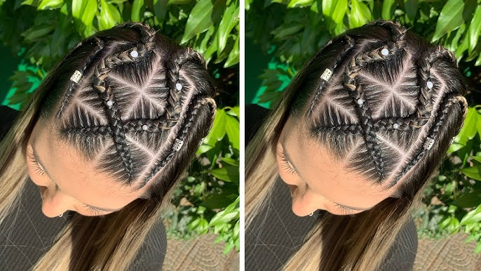 ideias de tranças nagô com desenhos modernos