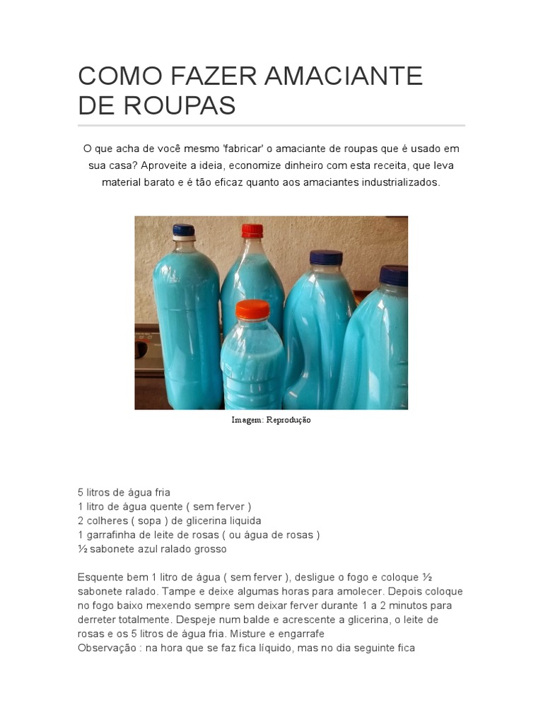 receita de amaciante natural para bebê