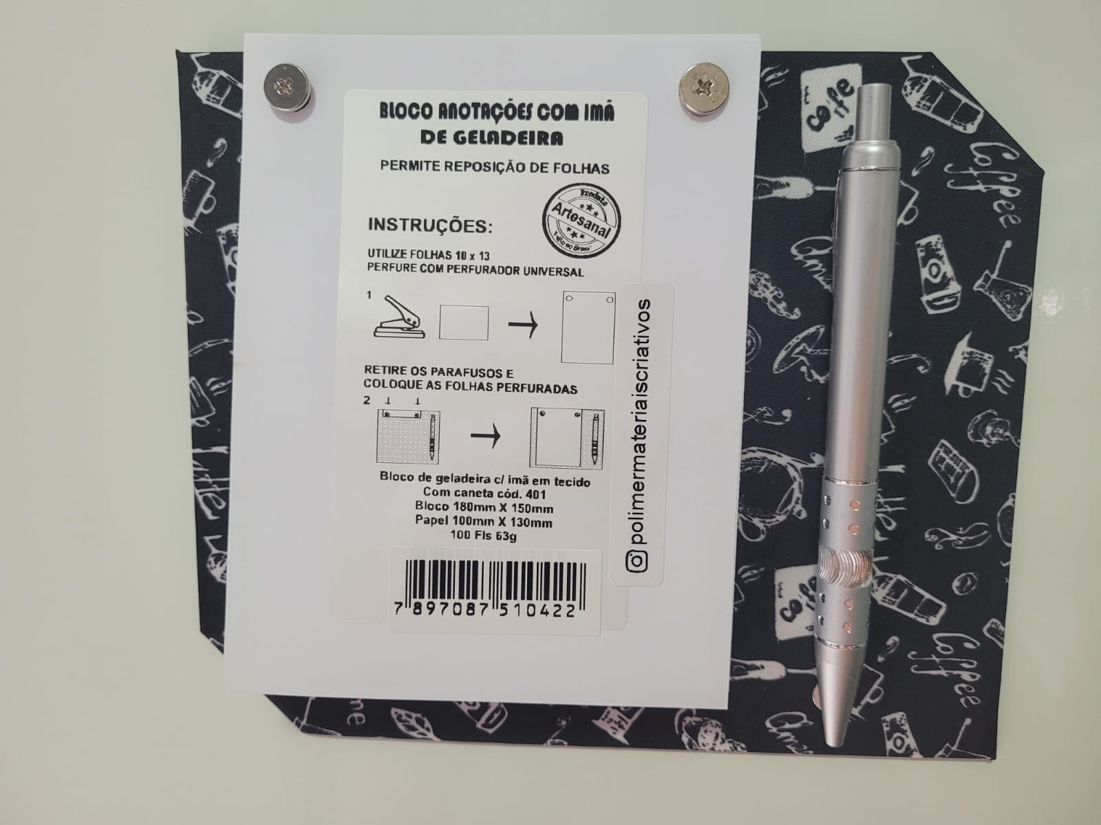 bloco de notas imantado passo a passo