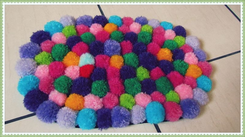 passo a passo tapete de crochê pompom