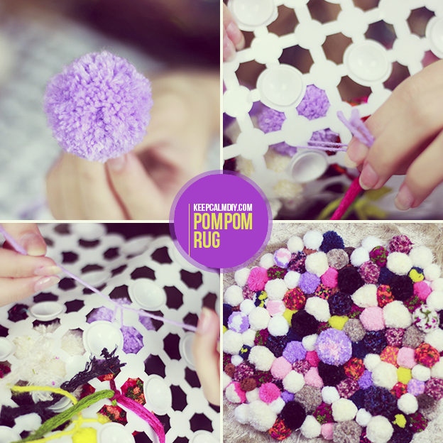 como fazer tapete de pompom