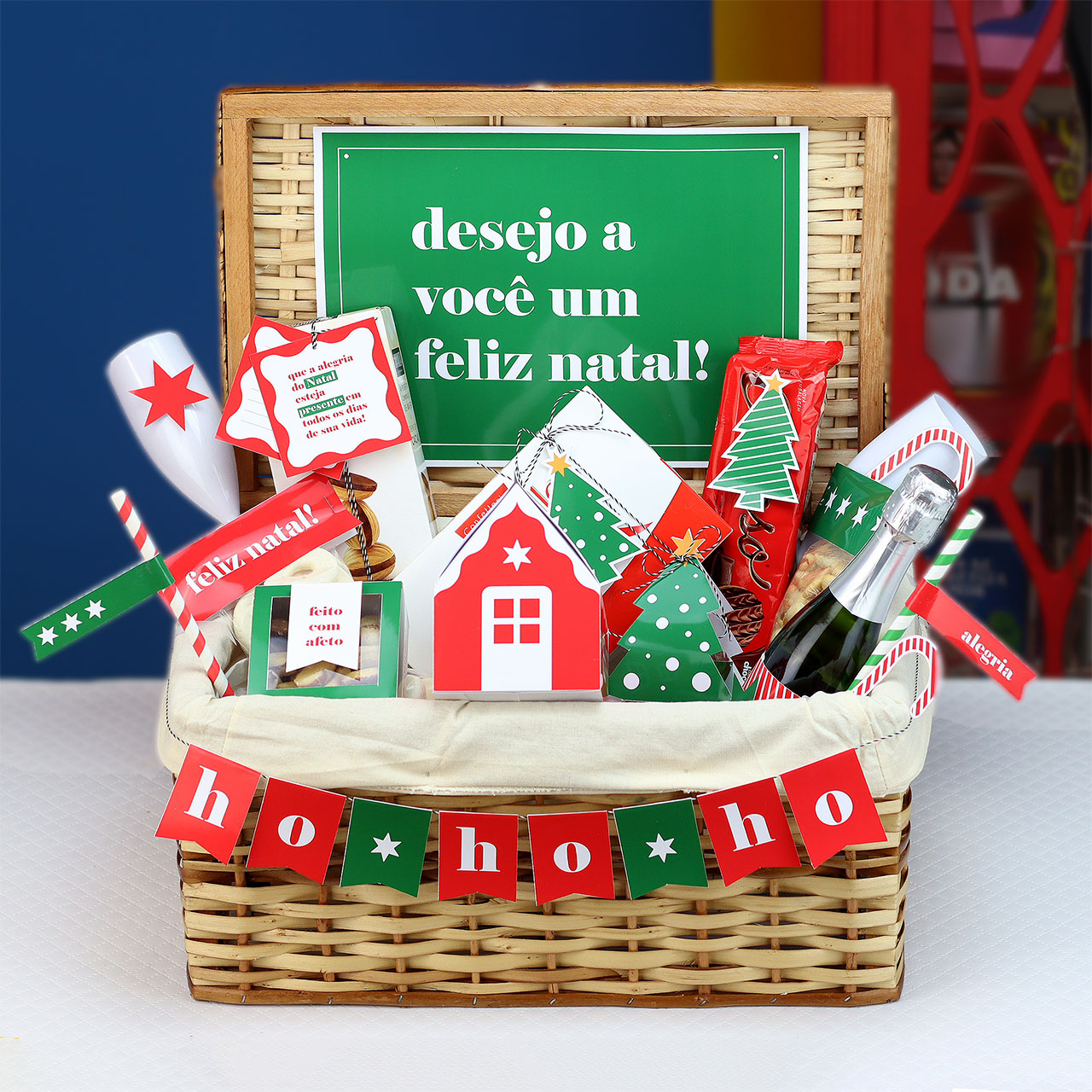 decoração de cesta de natal