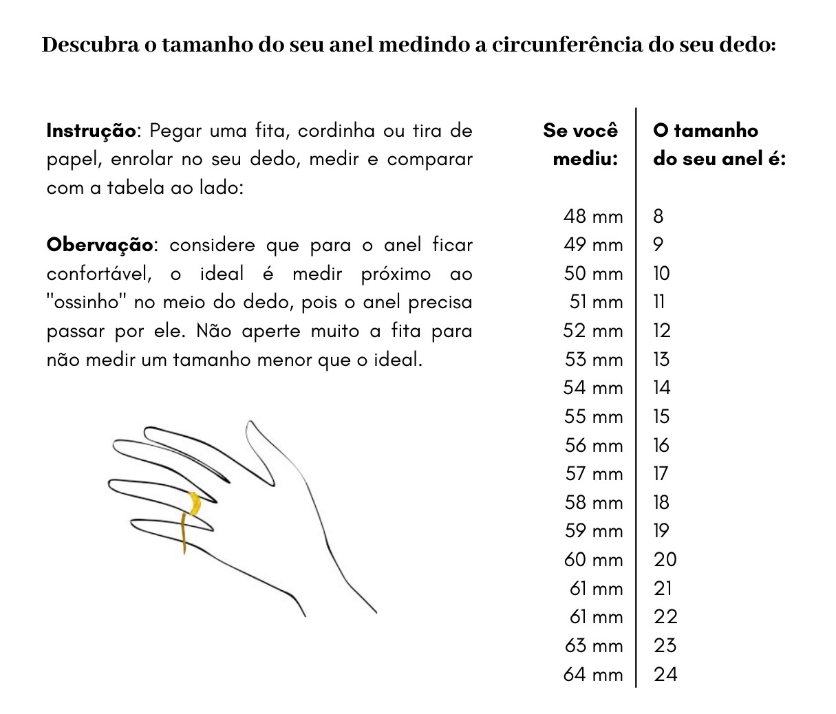 tamanho de anel pela internet