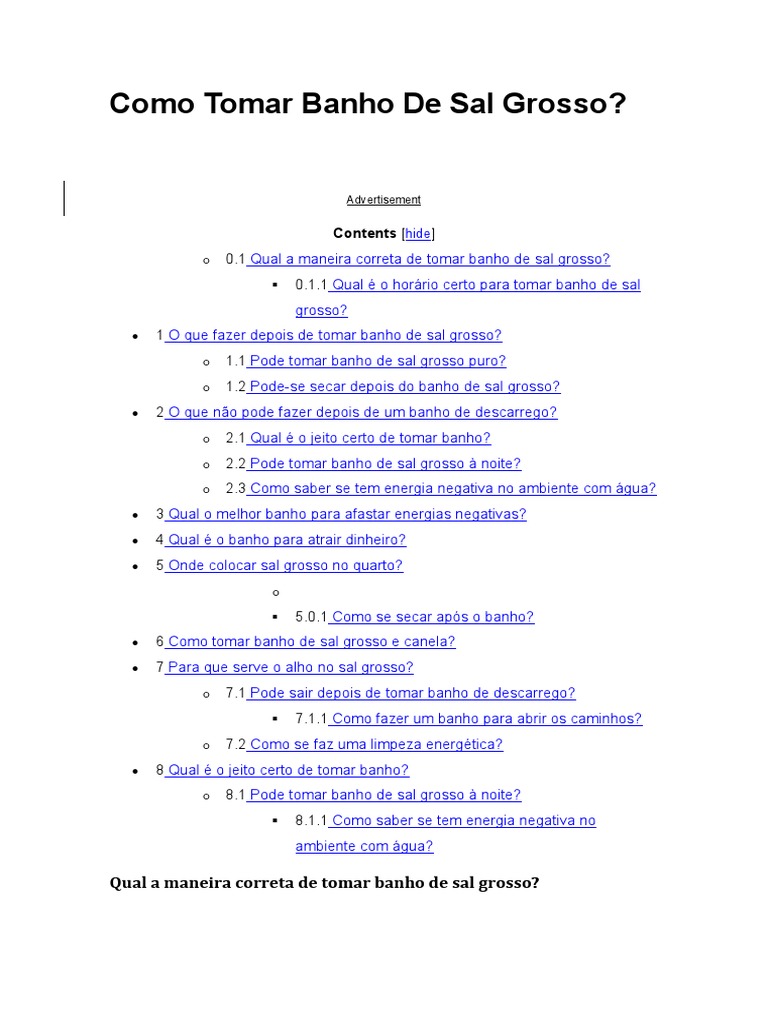 como tomar banho de sal grosso