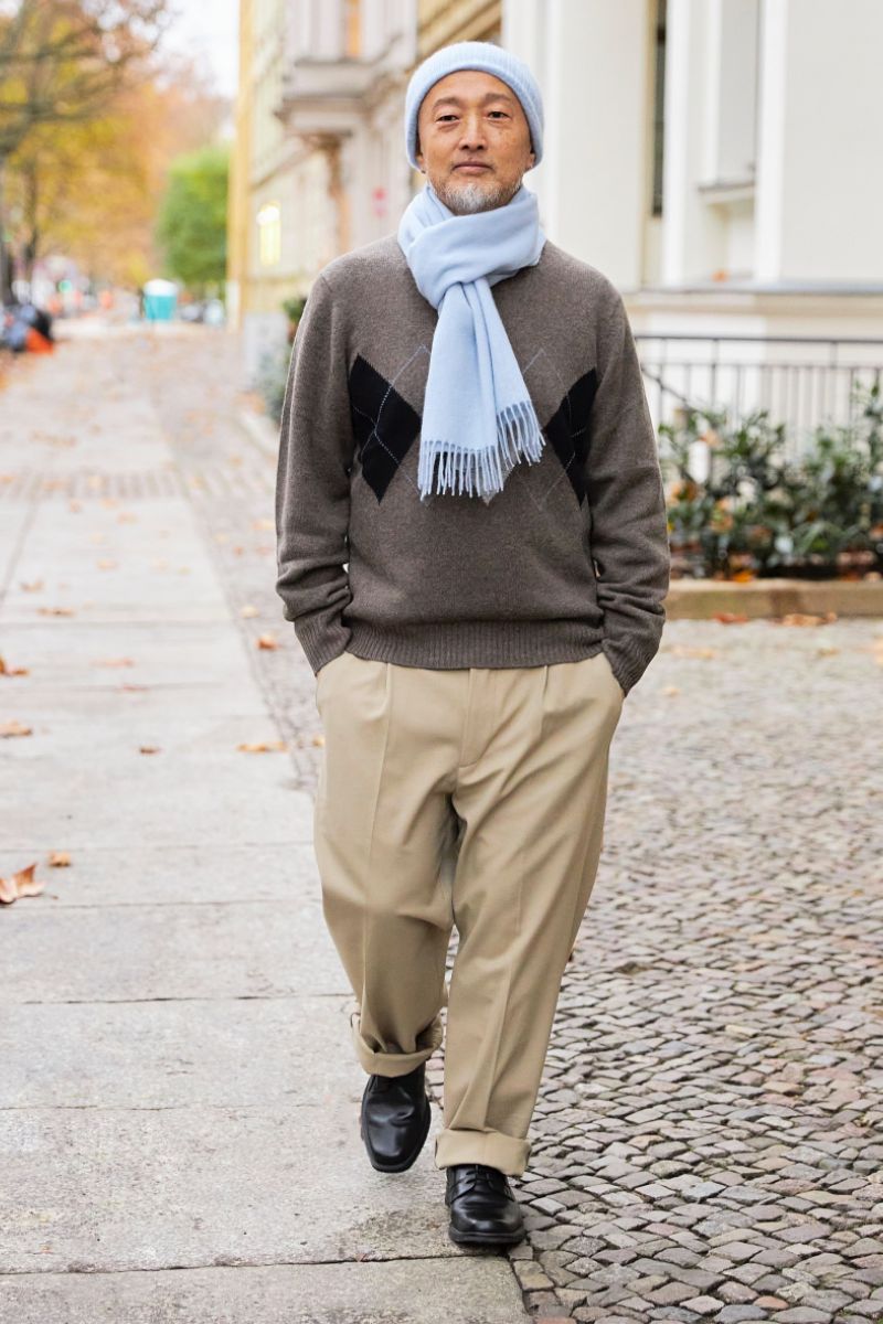 cachecol masculino com jaqueta