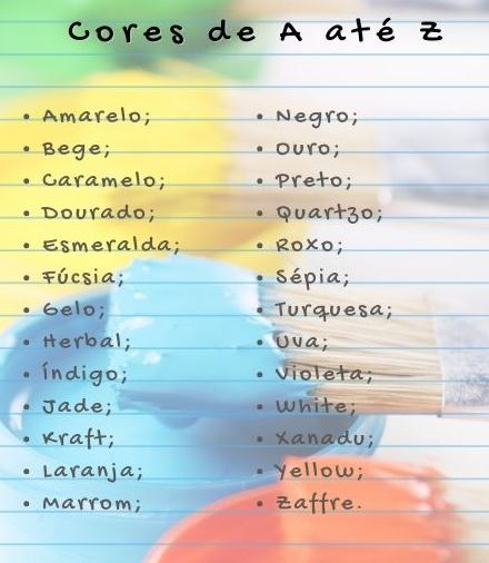 cores que começam com A