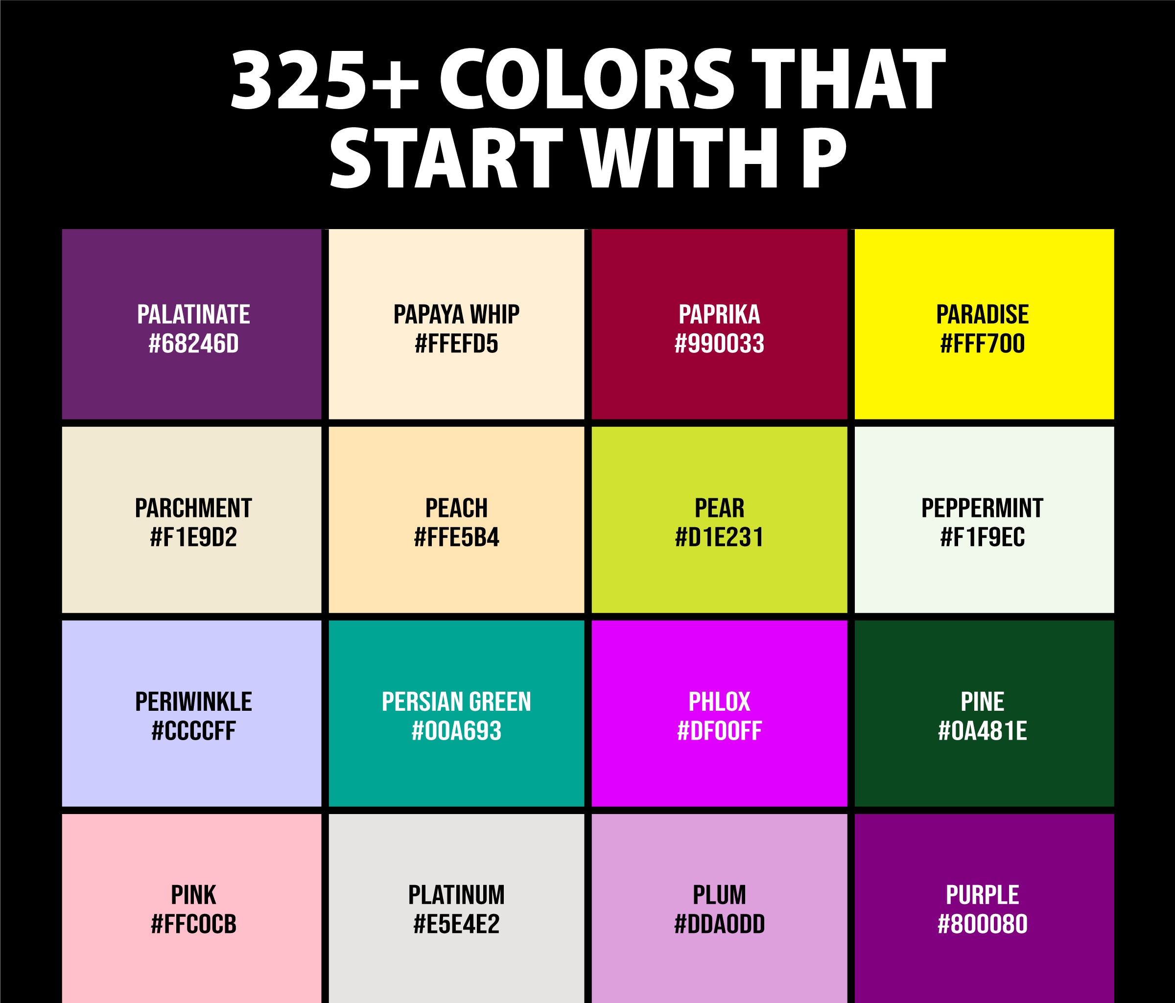cores com p para pintura