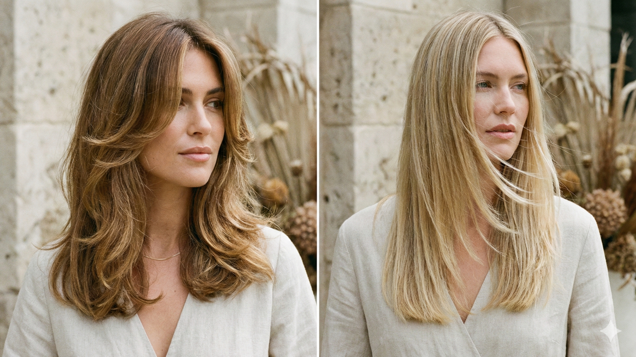 corte de cabelo longo com franja