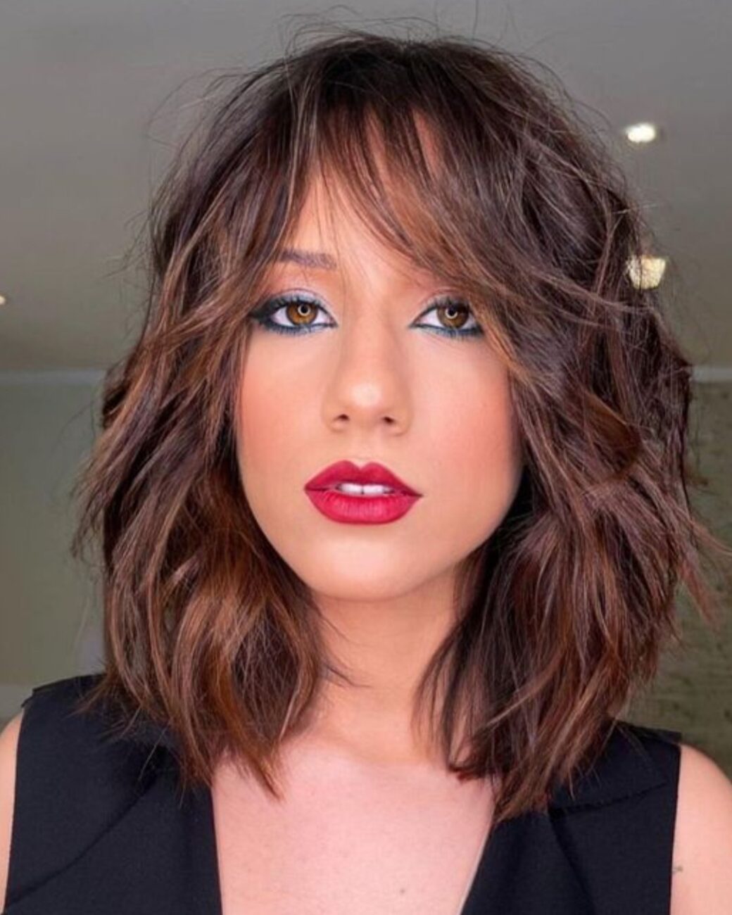 inspiração corte repicado curto com franja