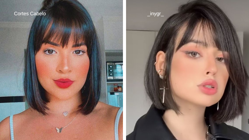 corte de cabelo médio feminino 2024 para rosto redondo