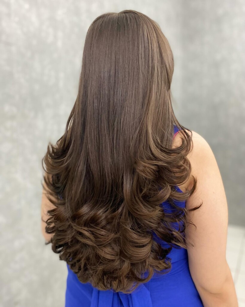 inspiração corte degradê cabelo longo