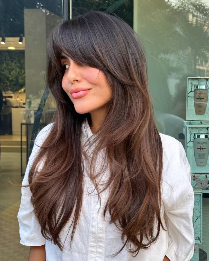 tendências cabelo longo moderno