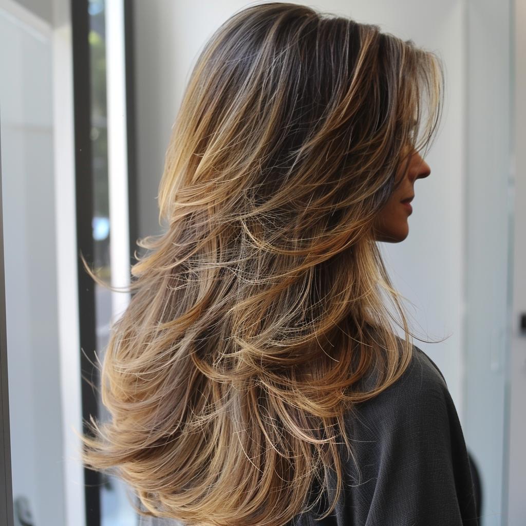 cabelo comprido com volume e movimento
