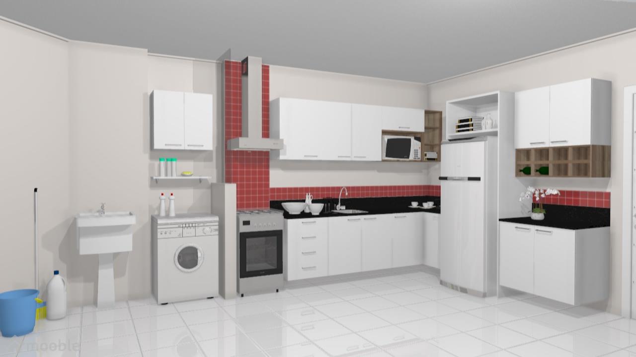 Cozinha integrada com lavanderia moderna
