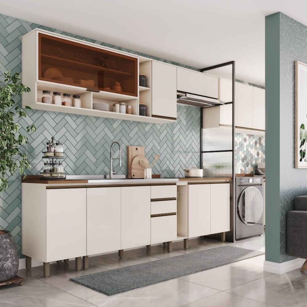 Projeto de cozinha com lavanderia