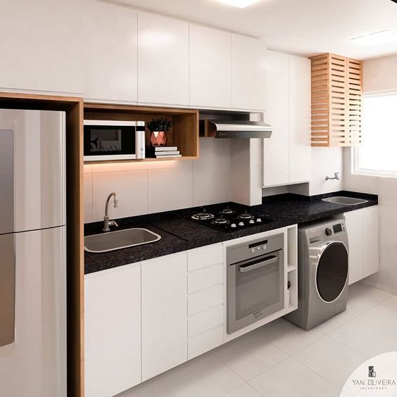 cozinha com lavanderia integrada