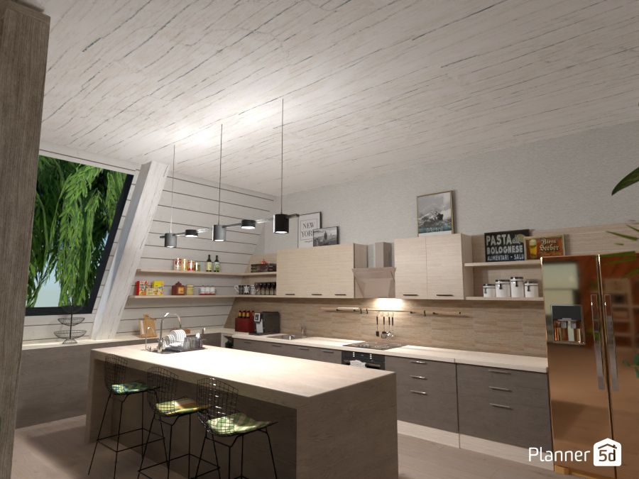cozinha em L com mesa