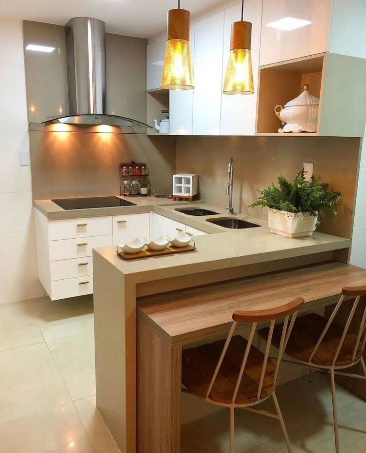 cozinha planejada pequena com porcelanato