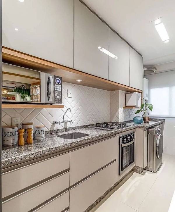cozinha planejada pequena com pedra