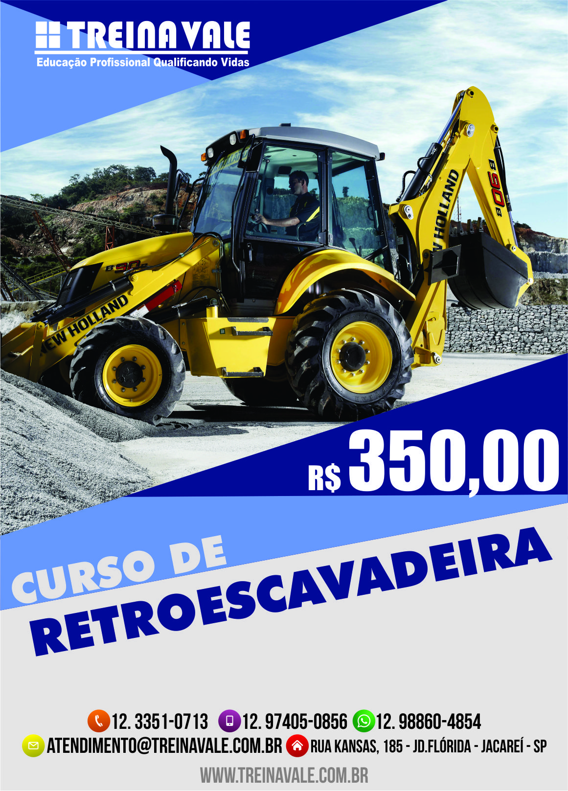 quanto custa curso de retroescavadeira