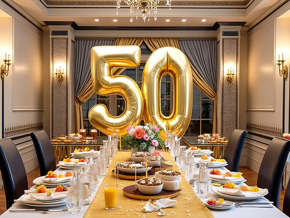 decoração 50 anos dourado vs prata