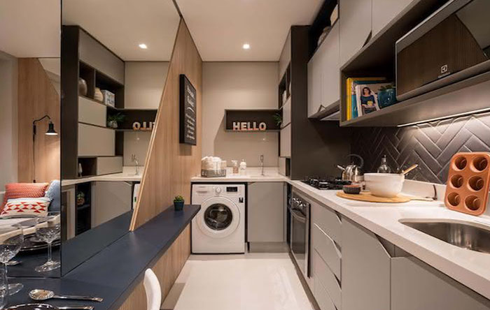 Cores e Iluminação: Ampliando Ambientes Integrados de Cozinha e Lavanderia