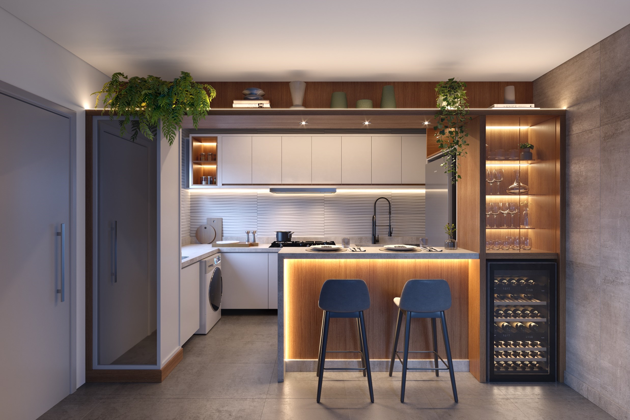 Móveis Planejados: Soluções Inteligentes para Cozinhas com Área de Serviço