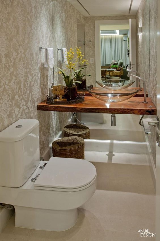 decoração de lavabo pequeno e elegante