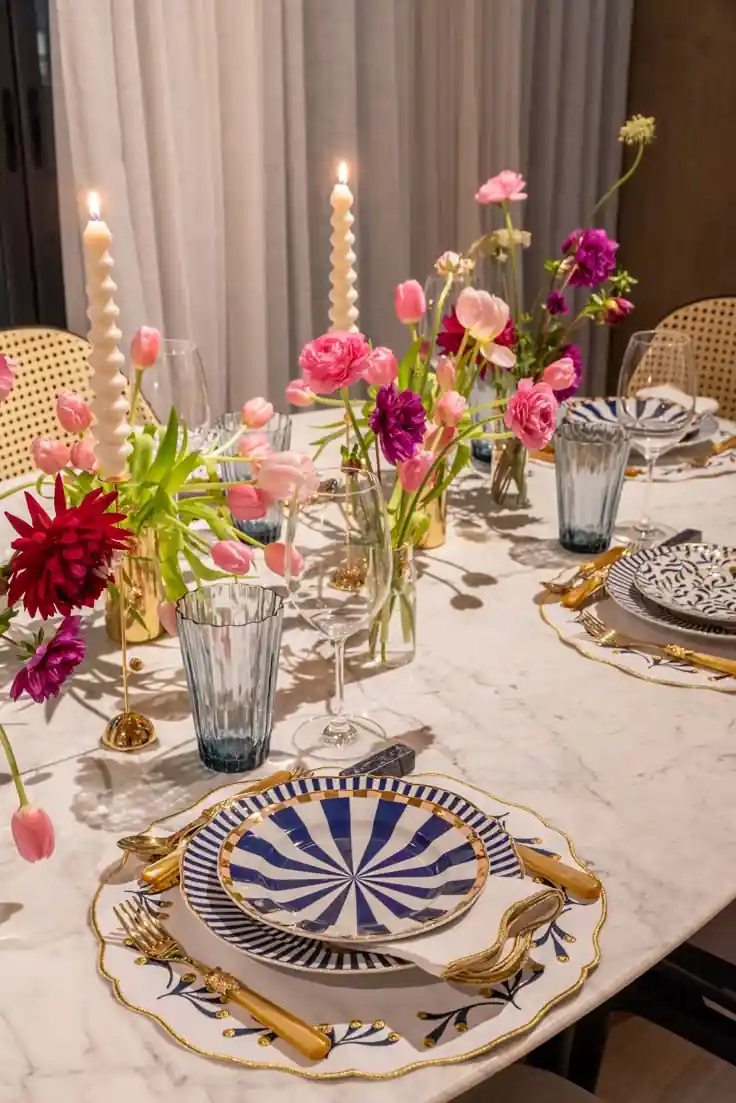 decoração de mesa de jantar simples