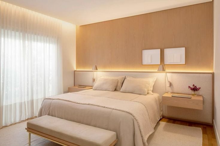 decoração de quarto de casal com luzes de led