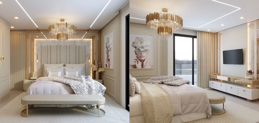 led para espelho de maquiagem no quarto