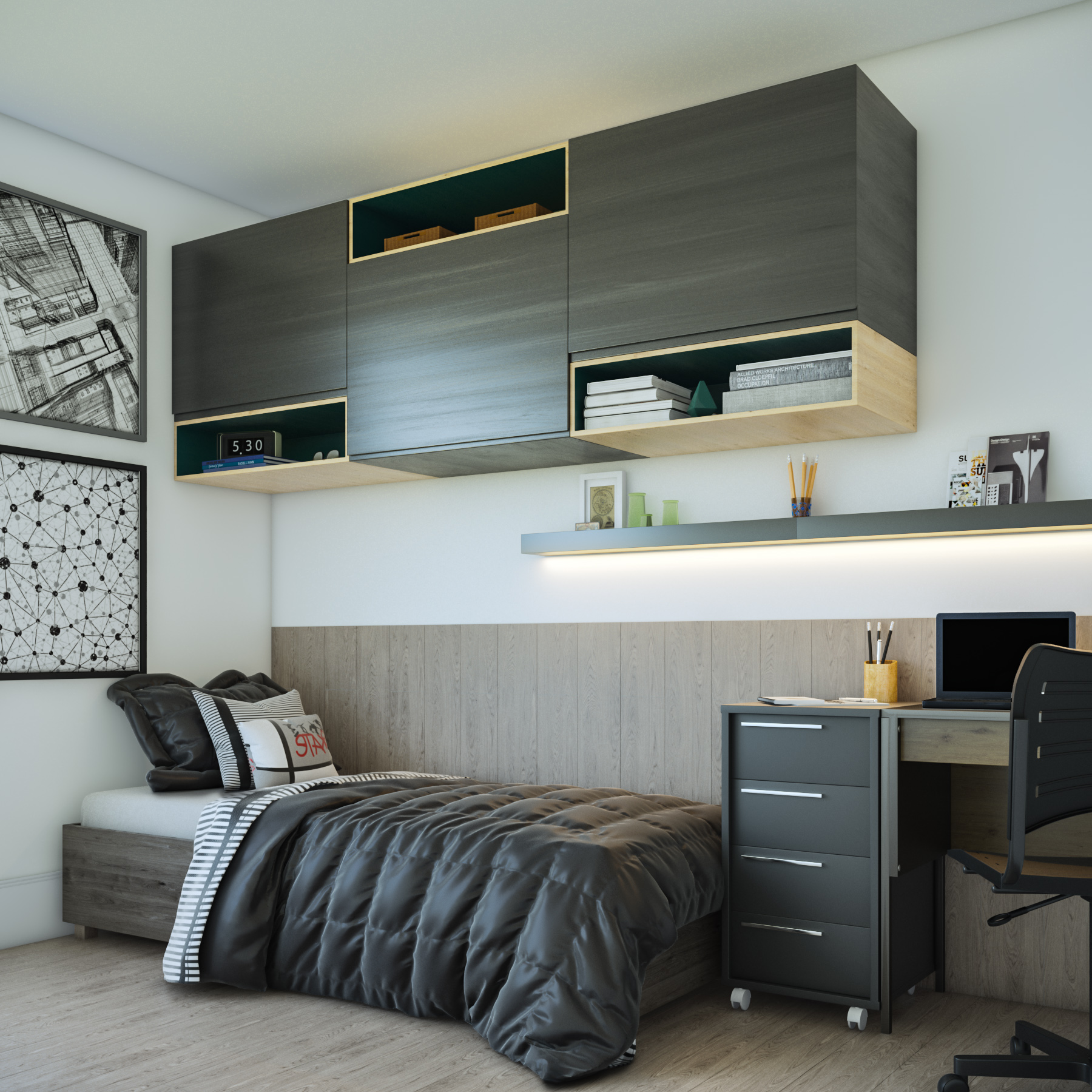 decoração quarto adolescente masculino moderno