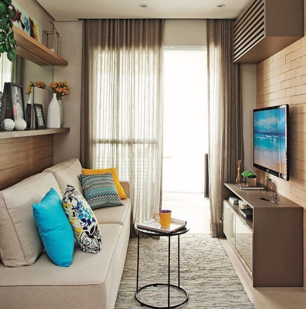 decoração de sala de TV pequena