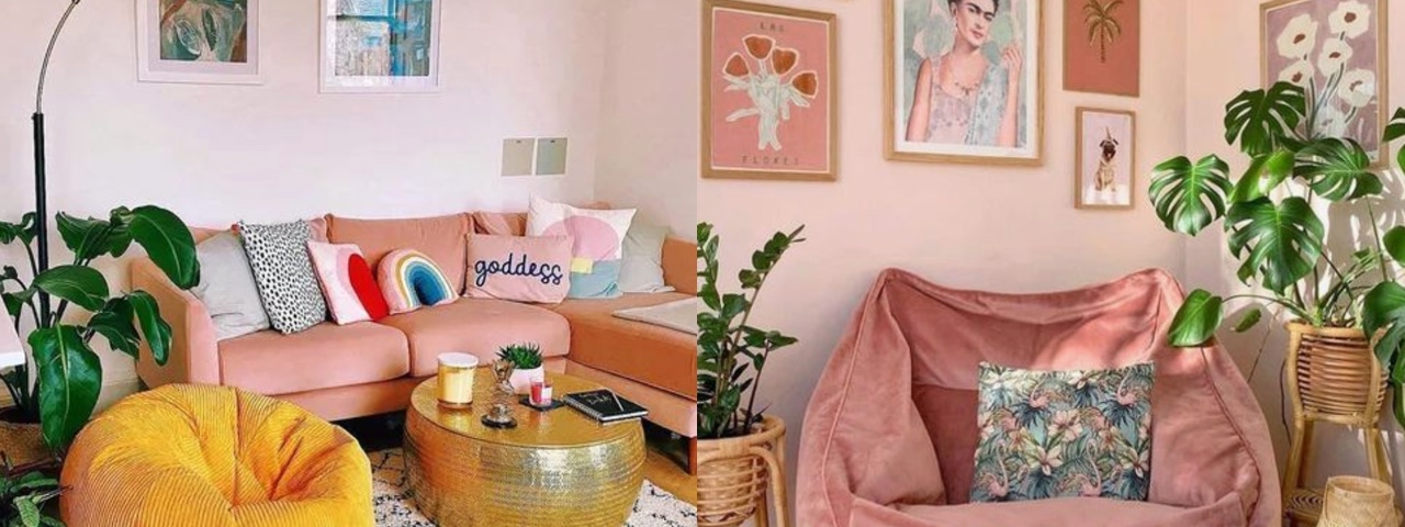 decoracao de sala rosa