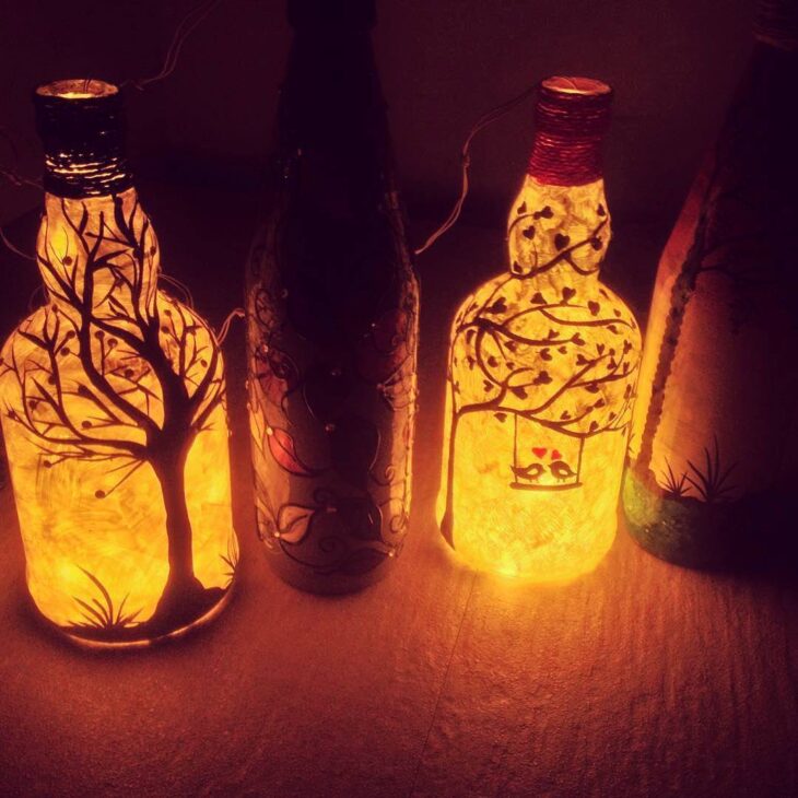 Decoração Em Garrafa De Vidro