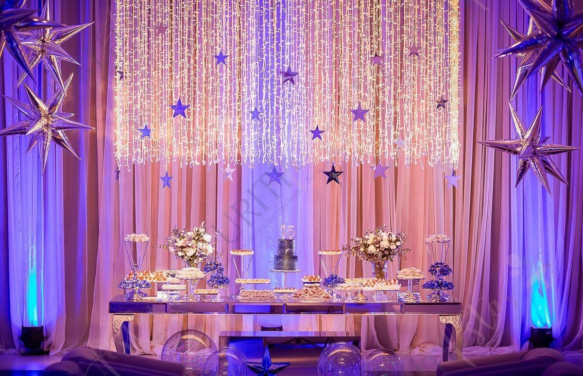 decoração festa 15 anos luxo moderno vs balada neon