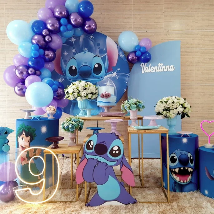painel Stitch aniversário
