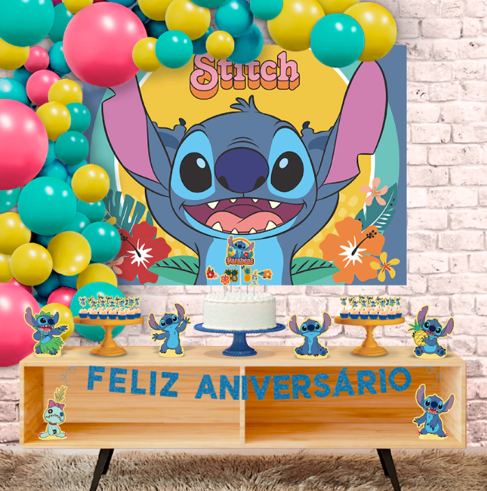 painel Stitch aniversário