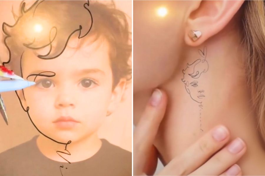 tatuagem minimalista para filhos
