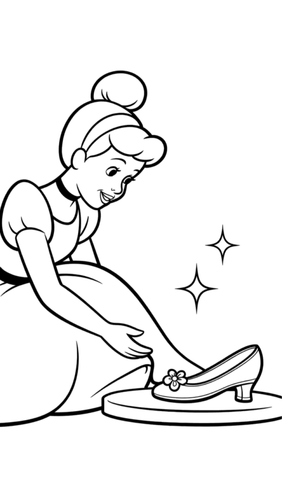 desenho da cinderela vestido de baile para colorir