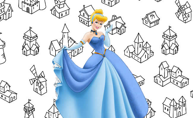 desenho da cinderela e a fada madrinha para colorir